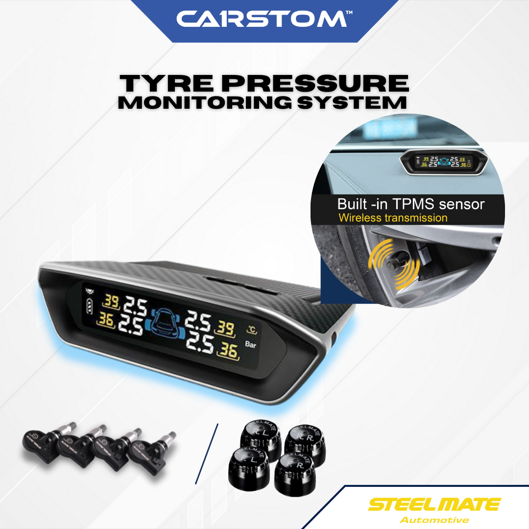 Steelmate TP-S11/MT11 Solar Powered External or Internal Tire Pressure Monitoring System TPMS, LED lighting display, warning sensors